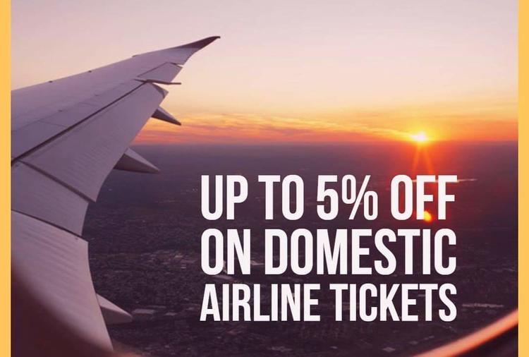 Upto 5% OFF On Domestic Flights 